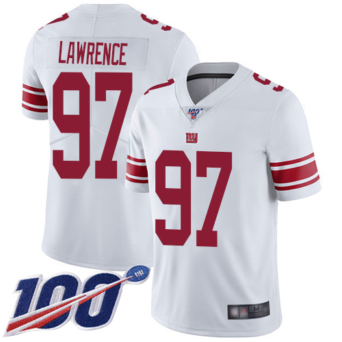 Men New York Giants #97 Dexter Lawrence White Vapor Untouchable Limited Player 100th Season Football NFL Jersey